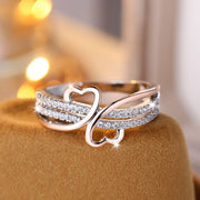 Minimalist Two-Tone Heart Ring with Zircon Inlay